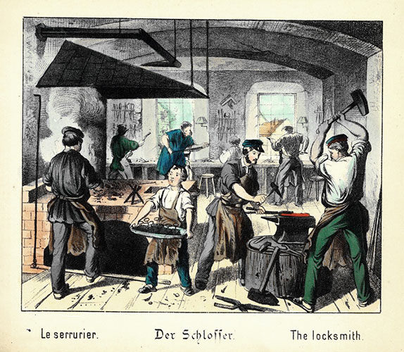 taller de un cerrajero 1880